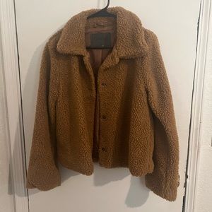 Collared Sherpa teddy bear jacket.